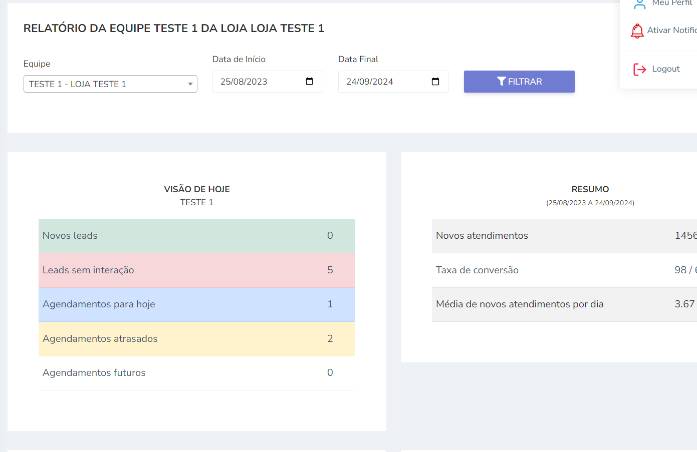 Meu relatório - TEIA CRM