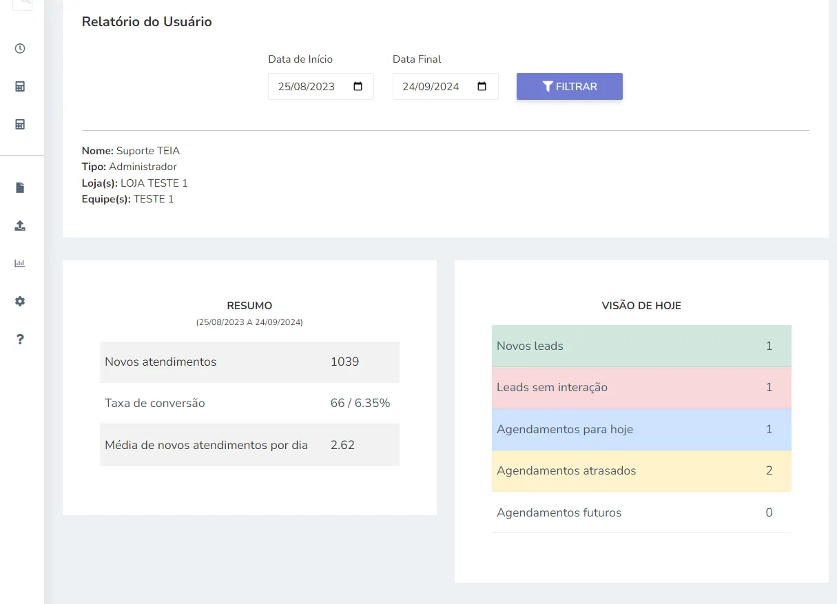 Meu relatório - TEIA CRM